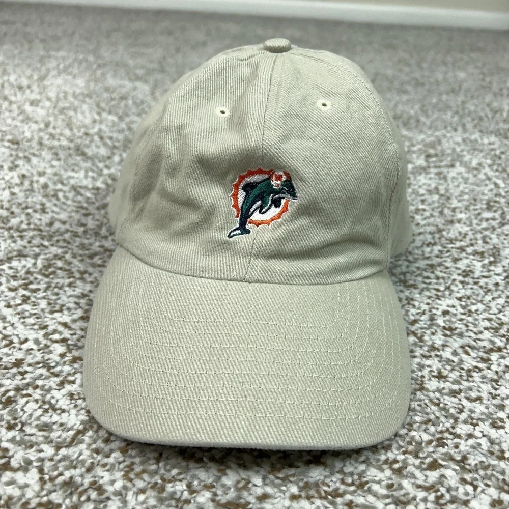 Miami Dolphins Hat Cap Strap‎ Back Mens One Size Beige NFL Football NFL Logo